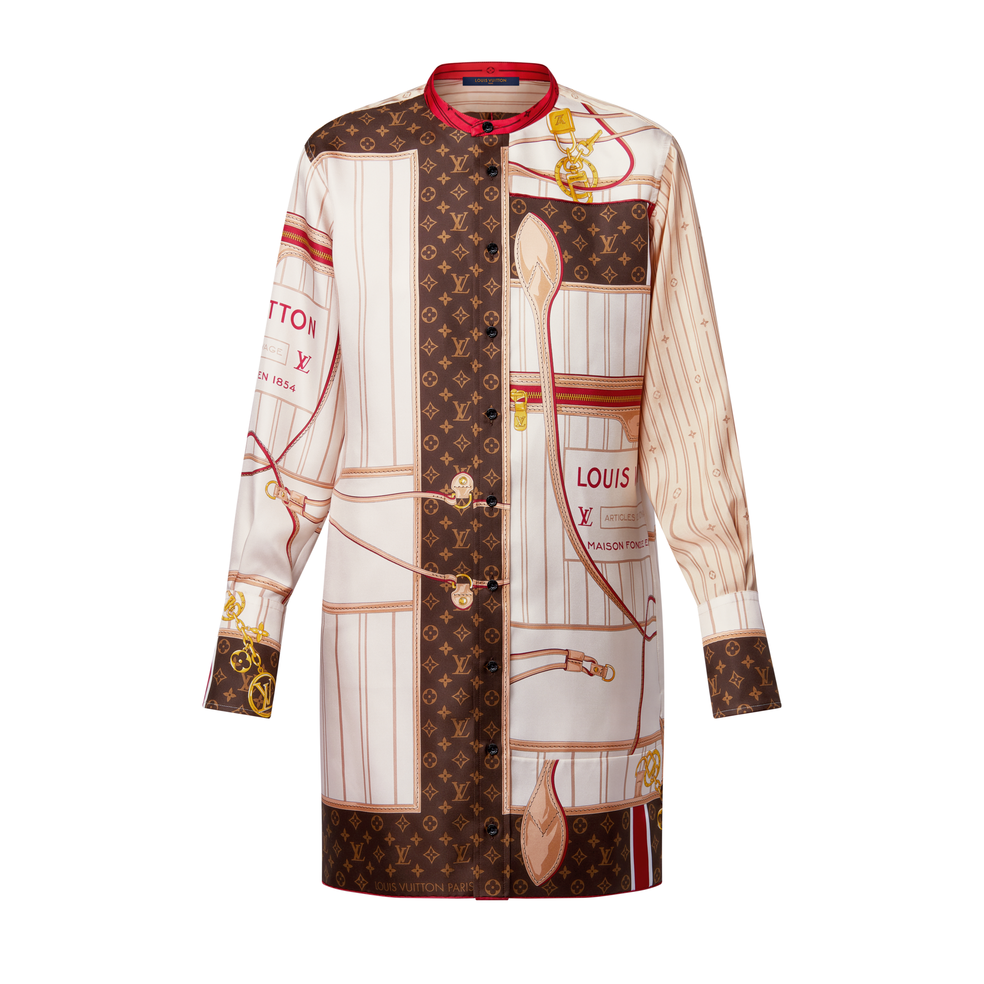 LOUIS VUITTON アニマルプリント ドレス 34 キャットスタンプ モノグラムシャツドレス ｜ルイ・ヴィトン